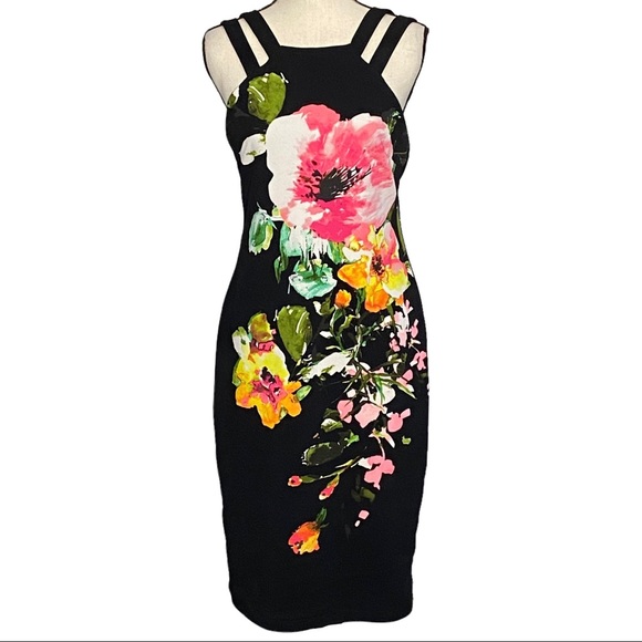 Premier Amour Dresses & Skirts - Premier Amour Dress 10 Floral Black Double Strap Fully Lined